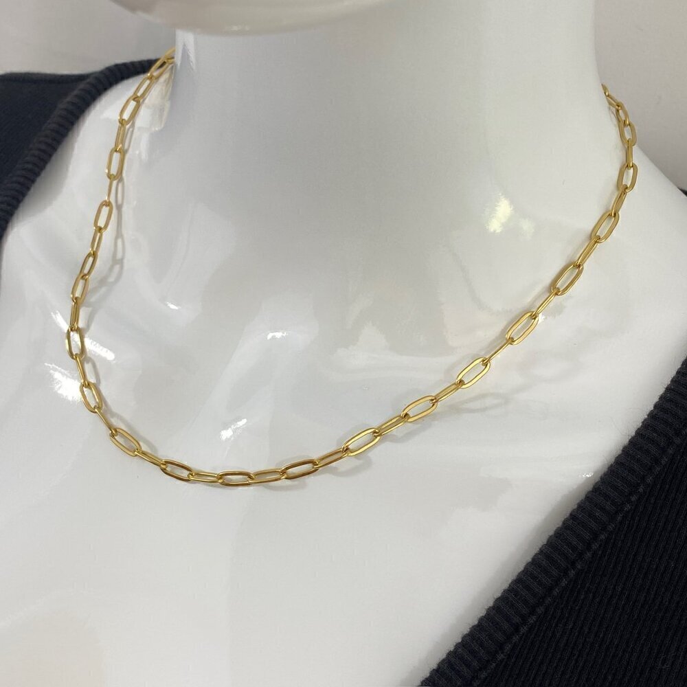 Paperclip Necklace Gold Plated Stainless Steel - Picture 9 of 9